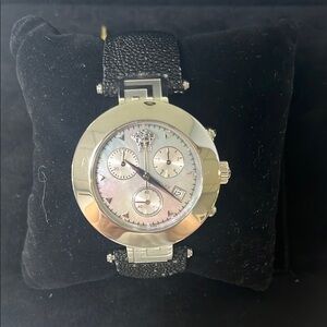 Silver and Black Chronograph Watch